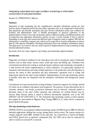 Integrating automated wire rope condition monitoring in information environment of industrial facilities.— Slesarev D. Report at 8th International Stuttgart Ropedays 2025 conference,  21-22 May 2025.